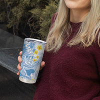 Blue Hawaii Shark Tattoo Tumbler Cup Puakenikeni Lei Plumeria Polynesian Pattern