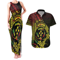 Reggae Kosrae Liberation Day Couples Matching Tank Maxi Dress and Hawaiian Shirt September 8 Polynesian Tattoo - Polynesian Pride