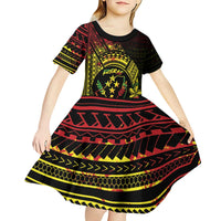 Reggae Kosrae Liberation Day Kid Short Sleeve Dress September 8 Polynesian Tattoo - Polynesian Pride