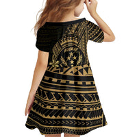 Gold Kosrae Liberation Day Family Matching Long Sleeve Bodycon Dress and Hawaiian Shirt September 8 Polynesian Tattoo - Polynesian Pride
