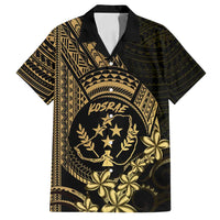 Gold Kosrae Liberation Day Family Matching Long Sleeve Bodycon Dress and Hawaiian Shirt September 8 Polynesian Tattoo - Polynesian Pride
