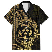 Gold Kosrae Liberation Day Family Matching Short Sleeve Bodycon Dress and Hawaiian Shirt September 8 Polynesian Tattoo - Polynesian Pride
