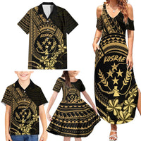 Gold Kosrae Liberation Day Family Matching Summer Maxi Dress and Hawaiian Shirt September 8 Polynesian Tattoo - Polynesian Pride