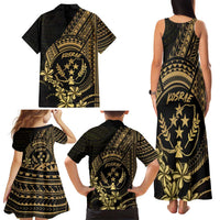 Gold Kosrae Liberation Day Family Matching Tank Maxi Dress and Hawaiian Shirt September 8 Polynesian Tattoo - Polynesian Pride