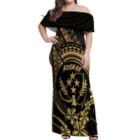 Gold Kosrae Liberation Day Off Shoulder Maxi Dress September 8 Polynesian Tattoo - Polynesian Pride