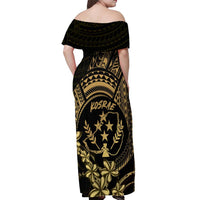 Gold Kosrae Liberation Day Off Shoulder Maxi Dress September 8 Polynesian Tattoo - Polynesian Pride
