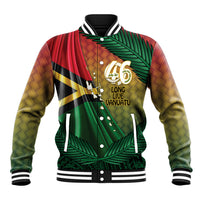 Personalised Long Live Vanuatu Independence Day Baseball Jacket 46th Anniversary Woven Pattern LT14 Unisex Reggae - Polynesian Pride