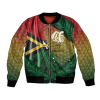Personalised Long Live Vanuatu Independence Day Bomber Jacket 46th Anniversary Woven Pattern LT14 Unisex Reggae - Polynesian Pride