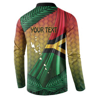 Personalised Long Live Vanuatu Independence Day Button Sweatshirt 46th Anniversary Woven Pattern LT14 - Polynesian Pride