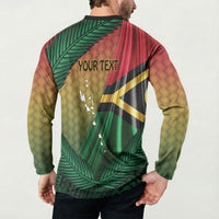 Personalised Long Live Vanuatu Independence Day Button Sweatshirt 46th Anniversary Woven Pattern LT14 - Polynesian Pride