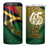 Personalised Long Live Vanuatu Independence Day 4 in 1 Can Cooler Tumbler 45th Anniversary Woven Pattern - Polynesian Pride
