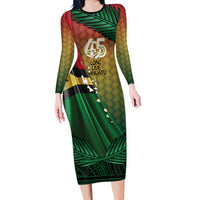 Personalised Long Live Vanuatu Independence Day Family Matching Long Sleeve Bodycon Dress and Hawaiian Shirt 46th Anniversary Woven Pattern LT14 Mom's Dress Reggae - Polynesian Pride