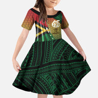 Personalised Long Live Vanuatu Independence Day Family Matching Mermaid Dress and Hawaiian Shirt 46th Anniversary Woven Pattern LT14 Daughter's Dress Reggae - Polynesian Pride