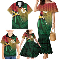 Personalised Long Live Vanuatu Independence Day Family Matching Mermaid Dress and Hawaiian Shirt 46th Anniversary Woven Pattern LT14 - Polynesian Pride
