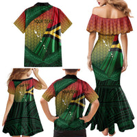 Personalised Long Live Vanuatu Independence Day Family Matching Mermaid Dress and Hawaiian Shirt 46th Anniversary Woven Pattern LT14 - Polynesian Pride