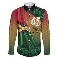 Personalised Long Live Vanuatu Independence Day Family Matching Mermaid Dress and Hawaiian Shirt 46th Anniversary Woven Pattern LT14 Dad's Shirt - Long Sleeve Reggae - Polynesian Pride