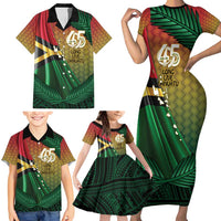 Personalised Long Live Vanuatu Independence Day Family Matching Short Sleeve Bodycon Dress and Hawaiian Shirt 46th Anniversary Woven Pattern LT14 - Polynesian Pride