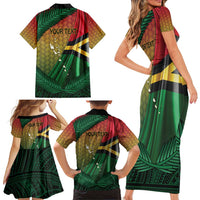 Personalised Long Live Vanuatu Independence Day Family Matching Short Sleeve Bodycon Dress and Hawaiian Shirt 46th Anniversary Woven Pattern LT14 - Polynesian Pride