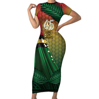 Personalised Long Live Vanuatu Independence Day Family Matching Short Sleeve Bodycon Dress and Hawaiian Shirt 46th Anniversary Woven Pattern LT14 Mom's Dress Reggae - Polynesian Pride