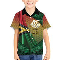 Personalised Long Live Vanuatu Independence Day Family Matching Short Sleeve Bodycon Dress and Hawaiian Shirt 46th Anniversary Woven Pattern LT14 Son's Shirt Reggae - Polynesian Pride