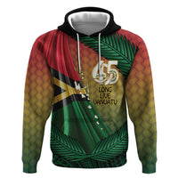 Personalised Long Live Vanuatu Independence Day Hoodie 46th Anniversary Woven Pattern LT14 Pullover Hoodie Reggae - Polynesian Pride