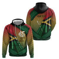 Personalised Long Live Vanuatu Independence Day Hoodie 46th Anniversary Woven Pattern LT14 Zip Hoodie Reggae - Polynesian Pride
