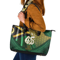 Long Live Vanuatu Independence Day Leather Tote Bag 46th Anniversary Woven Pattern LT14 Reggae - Polynesian Pride