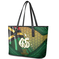 Long Live Vanuatu Independence Day Leather Tote Bag 46th Anniversary Woven Pattern LT14 - Polynesian Pride