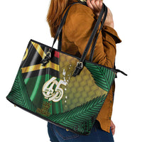 Long Live Vanuatu Independence Day Leather Tote Bag 46th Anniversary Woven Pattern LT14 - Polynesian Pride