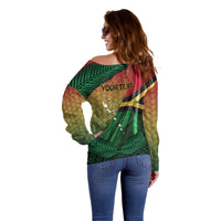 Personalised Long Live Vanuatu Independence Day Off Shoulder Sweater 46th Anniversary Woven Pattern LT14 - Polynesian Pride