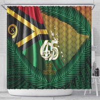 Long Live Vanuatu Independence Day Shower Curtain 46th Anniversary Woven Pattern LT14 - Polynesian Pride