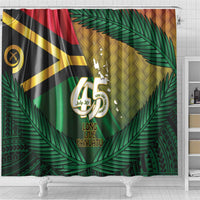 Long Live Vanuatu Independence Day Shower Curtain 45th Anniversary Woven Pattern - Polynesian Pride