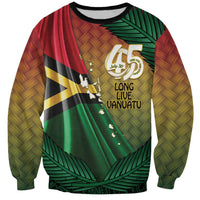 Personalised Long Live Vanuatu Independence Day Sweatshirt 46th Anniversary Woven Pattern LT14 Unisex Reggae - Polynesian Pride