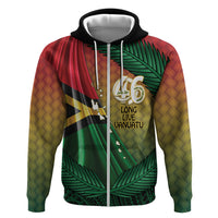 Personalised Long Live Vanuatu Independence Day Zip Hoodie 46th Anniversary Woven Pattern LT14 Zip Hoodie Reggae - Polynesian Pride