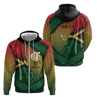 Personalised Long Live Vanuatu Independence Day Zip Hoodie 45th Anniversary Woven Pattern - Polynesian Pride