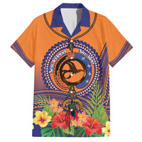 PNG New Ireland Province Family Matching Puletasi and Hawaiian Shirt Niu Ailan Necklace Polynesian Tattoo LT14 Dad's Shirt - Short Sleeve Orange - Polynesian Pride