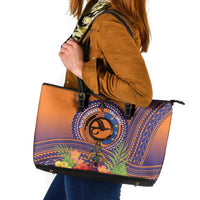 PNG New Ireland Province Leather Tote Bag Niu Ailan Necklace Polynesian Tattoo LT14 Orange - Polynesian Pride