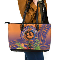 PNG New Ireland Province Leather Tote Bag Niu Ailan Necklace Polynesian Tattoo LT14 - Polynesian Pride