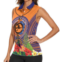 PNG New Ireland Province Women Sleeveless Polo Shirt Niu Ailan Necklace Polynesian Tattoo - Polynesian Pride