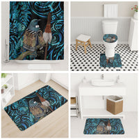 New Zealand Tui Bird Taiaha Bathroom Set Maori Weapon Paua Shell Mix Silver Fern