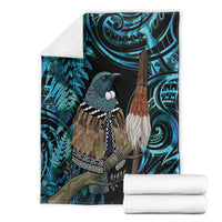 New Zealand Tui Bird Taiaha Blanket Maori Weapon Paua Shell Mix Silver Fern