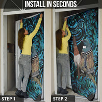 New Zealand Tui Bird Taiaha Door Cover Maori Weapon Paua Shell Mix Silver Fern