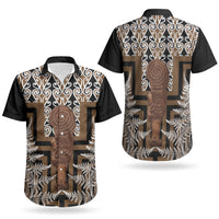 Wahaika New Zealand Couples Matching Long Sleeve Bodycon Dress and Hawaiian Shirt Maori Weapon Kowhaiwhai Fern Poutama Motifs LT14 - Polynesian Pride