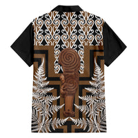 Wahaika New Zealand Family Matching Off The Shoulder Long Sleeve Dress and Hawaiian Shirt Maori Weapon Kowhaiwhai Fern Poutama Motifs LT14 Dad's Shirt - Long Sleeve Brown - Polynesian Pride