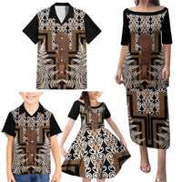 Wahaika New Zealand Family Matching Puletasi and Hawaiian Shirt Maori Weapon Kowhaiwhai Fern Poutama Motifs LT14 - Polynesian Pride
