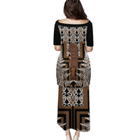 Wahaika New Zealand Family Matching Puletasi and Hawaiian Shirt Maori Weapon Kowhaiwhai Fern Poutama Motifs