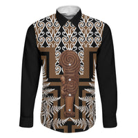 Wahaika New Zealand Family Matching Tank Maxi Dress and Hawaiian Shirt Maori Weapon Kowhaiwhai Fern Poutama Motifs LT14 Daughter's Dress Brown - Polynesian Pride
