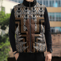 Wahaika New Zealand Sleeveless Puffer Jacket Maori Weapon Kowhaiwhai Fern Poutama Motifs