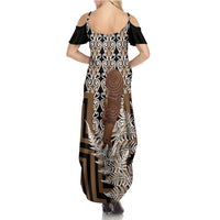 Wahaika New Zealand Summer Maxi Dress Maori Weapon Kowhaiwhai Fern Poutama Motifs LT14 - Polynesian Pride