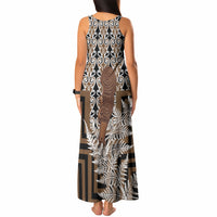 Wahaika New Zealand Tank Maxi Dress Maori Weapon Kowhaiwhai Fern Poutama Motifs LT14 - Polynesian Pride